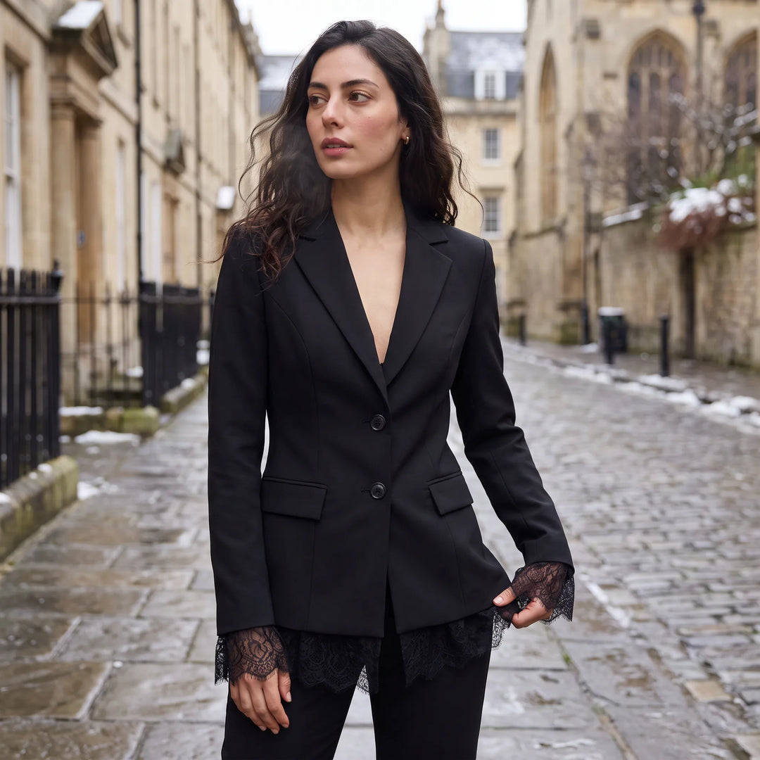 Xanthea | Women's Lace-Detail Blazer Jacket for Everyday Wear