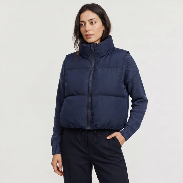 Damaris | Women's Cropped Collared Puffer Gilet for Layering