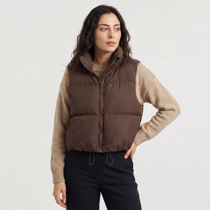 Damaris | Women's Cropped Collared Puffer Gilet for Layering
