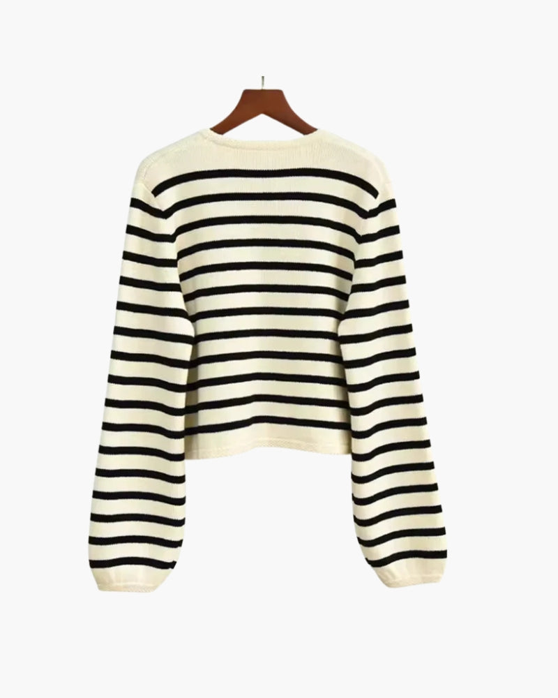 Tove | Women's Breton Stripe Cropped Cardigan