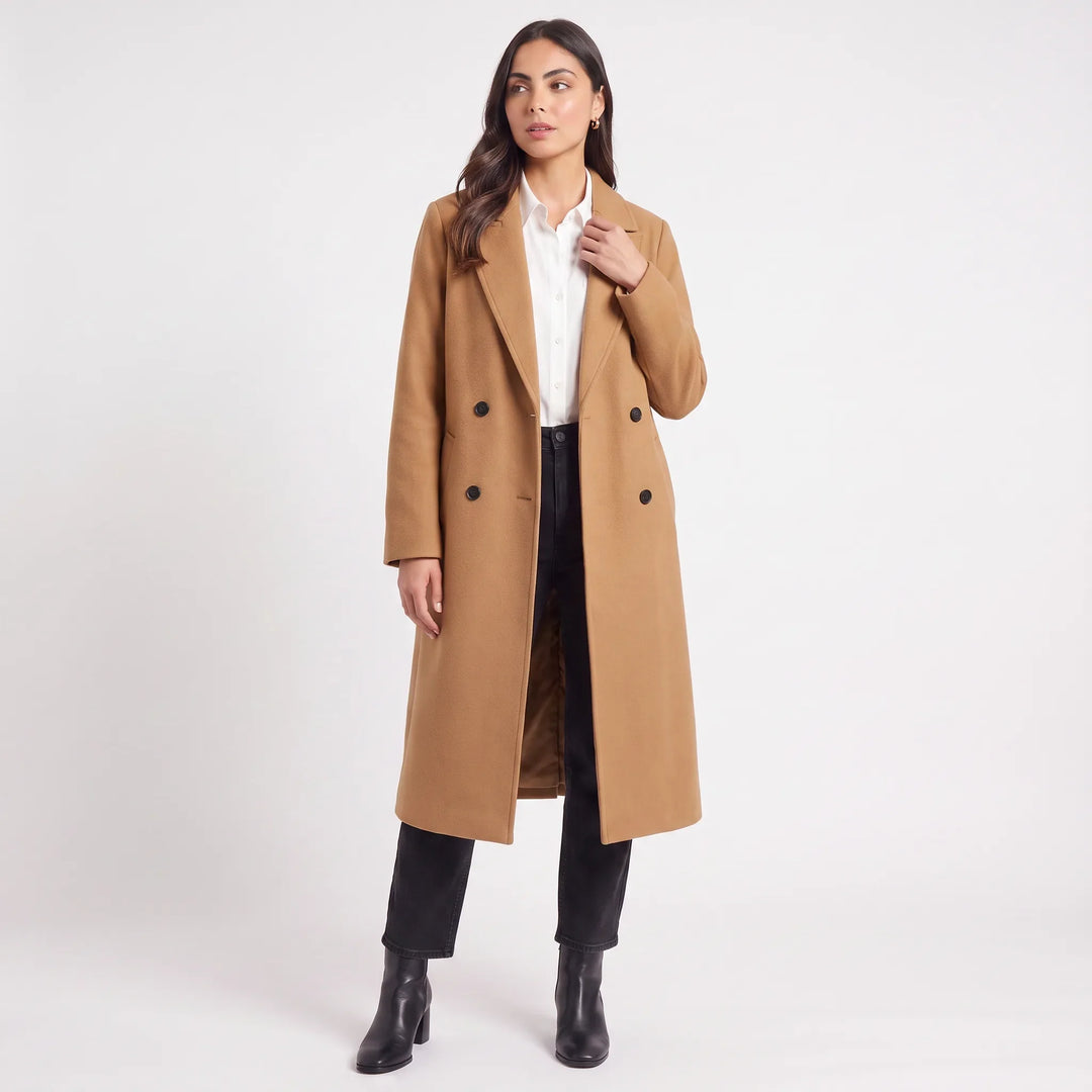 Rosaline | Women's Long Lapel Collar Coat for Cold Weather
