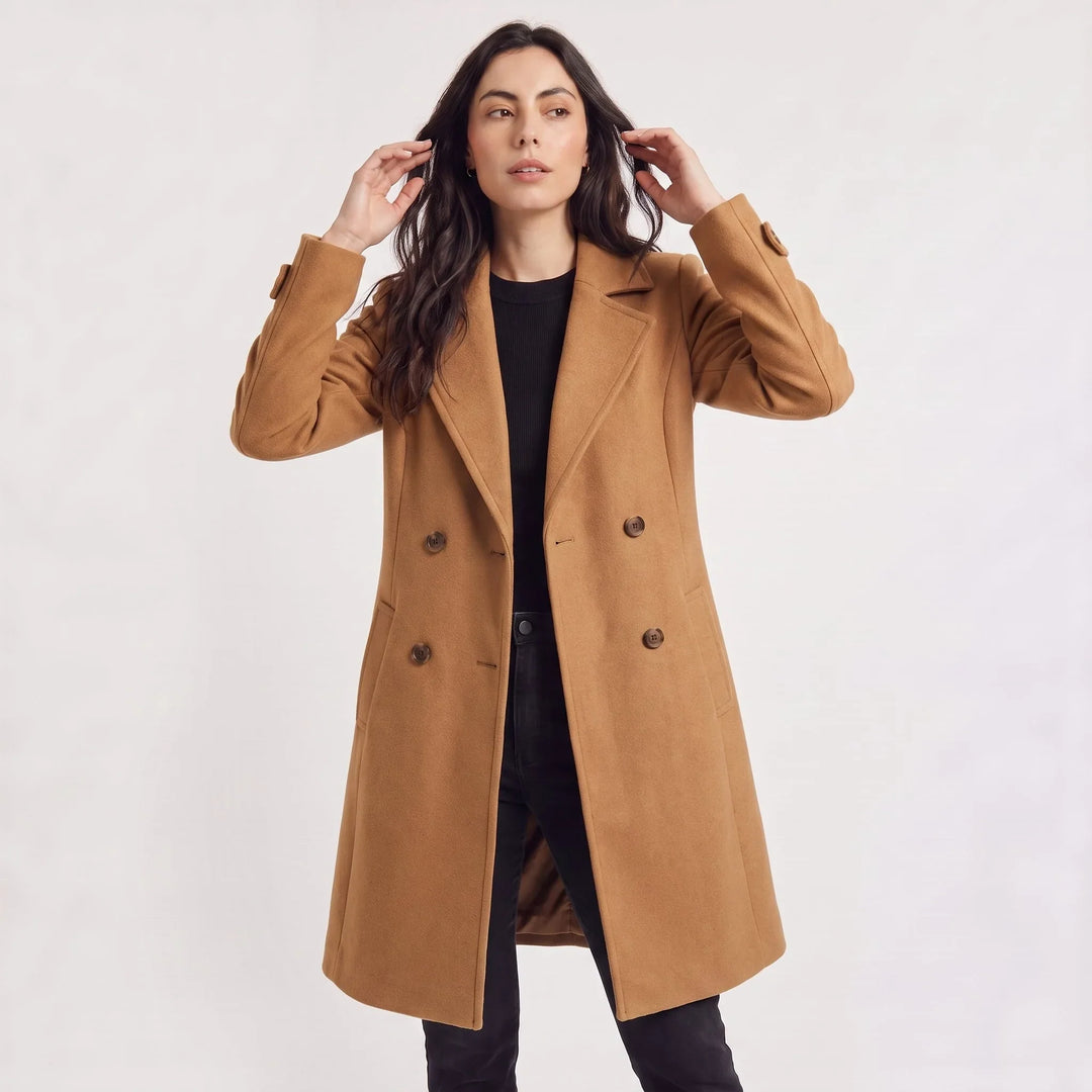 Nolwenn | Women's Wool-Blend Notch Collar Coat for Cold Weather