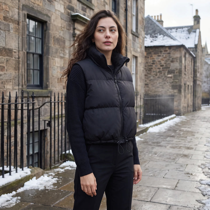 Damaris | Women's Cropped Collared Puffer Gilet for Layering