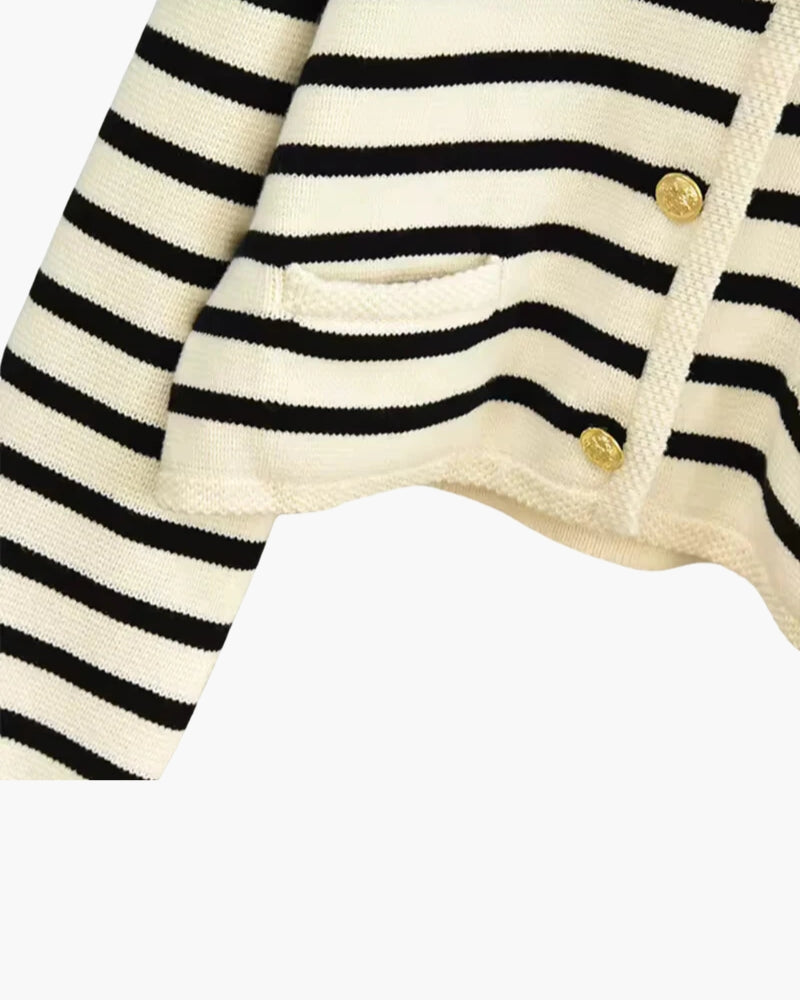 Tove | Women's Breton Stripe Cropped Cardigan