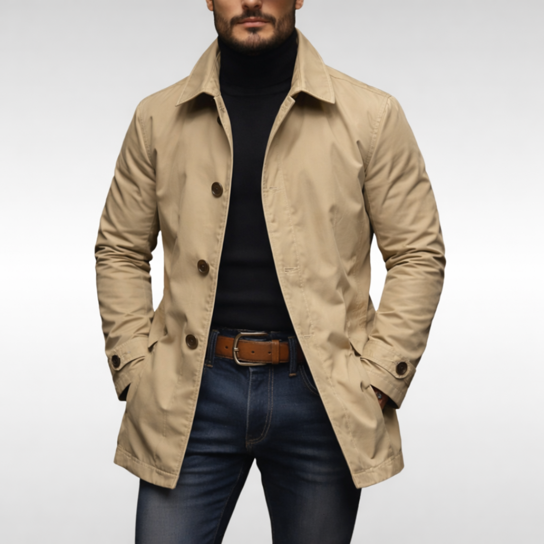 Nathaniel | Men's Lined Trench Coat for Fall and Winter