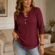 Ilsabet | Women's Waffle Henley Top with 3/4 Sleeves