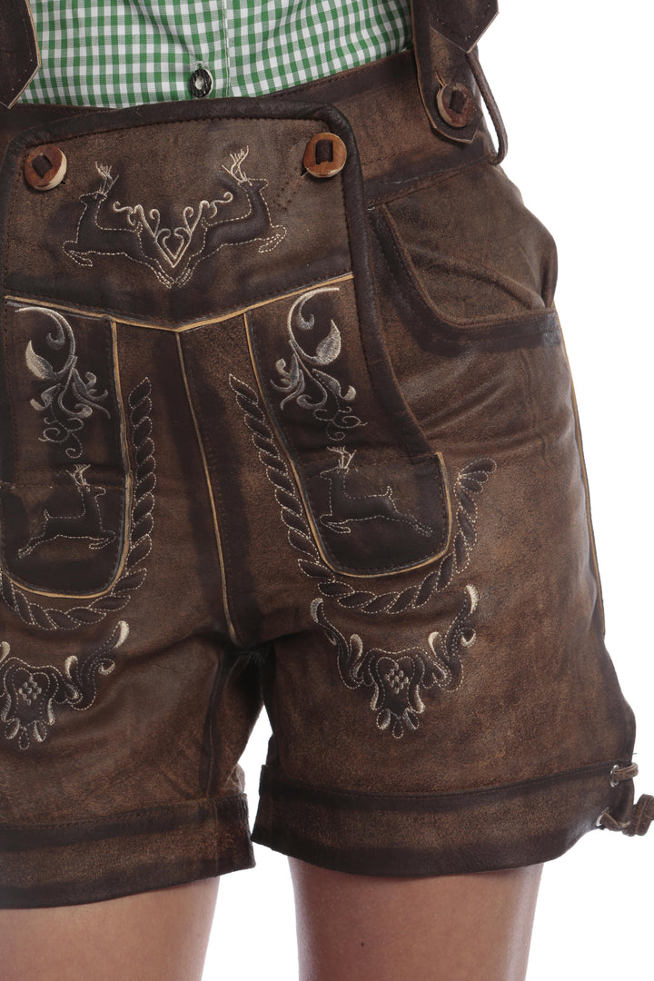 Theresa | Women's Embroidered Suede-Look Lederhosen Shorts - view 3