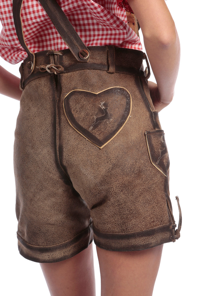 Theresa | Women's Embroidered Suede-Look Lederhosen Shorts - view 6