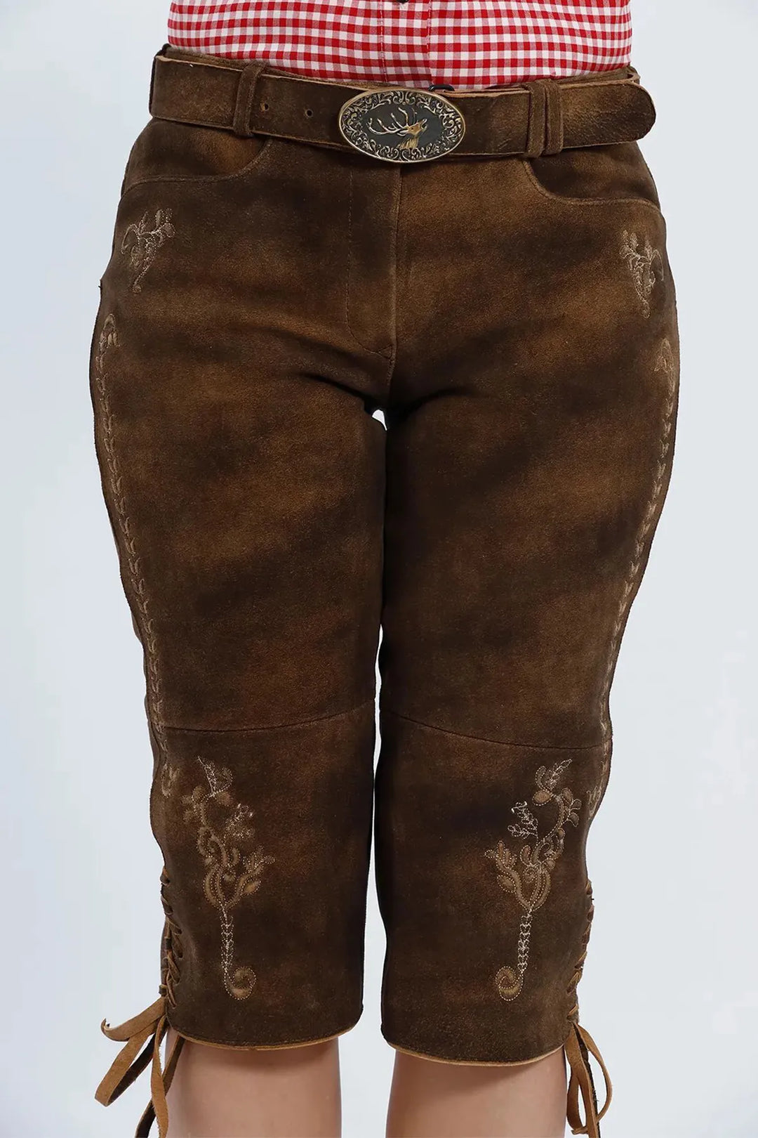 Adelgunde | Women's Embroidered Suede-Look Lederhosen Breeches - view 2