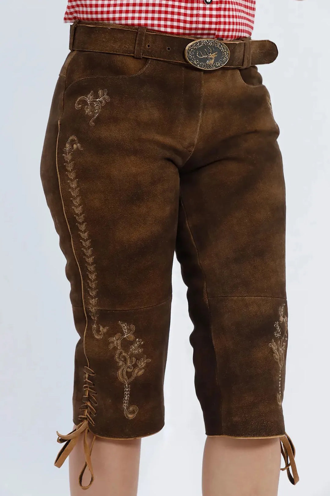 Adelgunde | Women's Embroidered Suede-Look Lederhosen Breeches - view 3