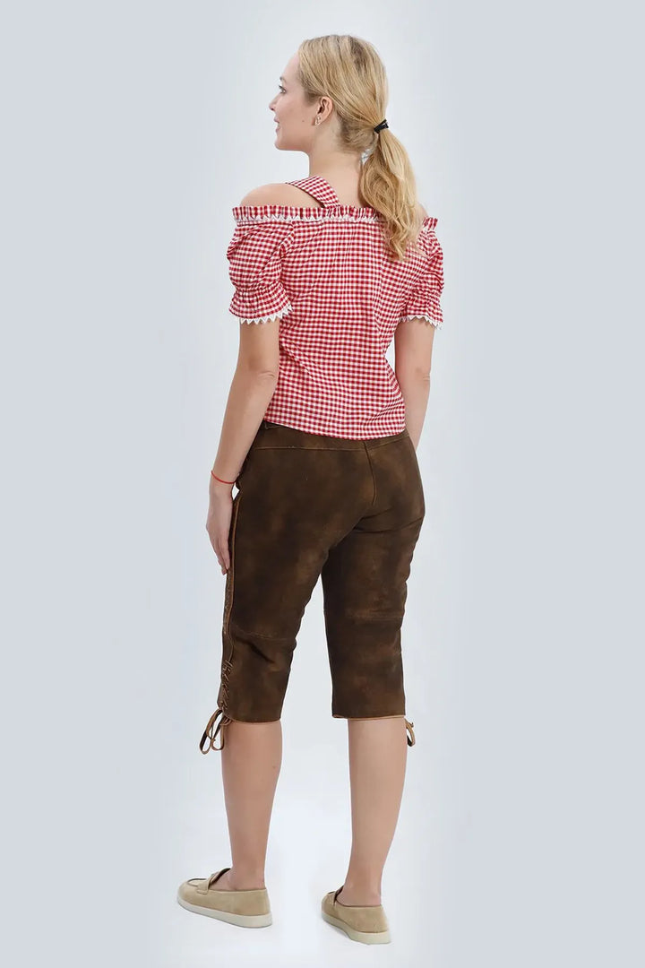 Adelgunde | Women's Embroidered Suede-Look Lederhosen Breeches - view 5