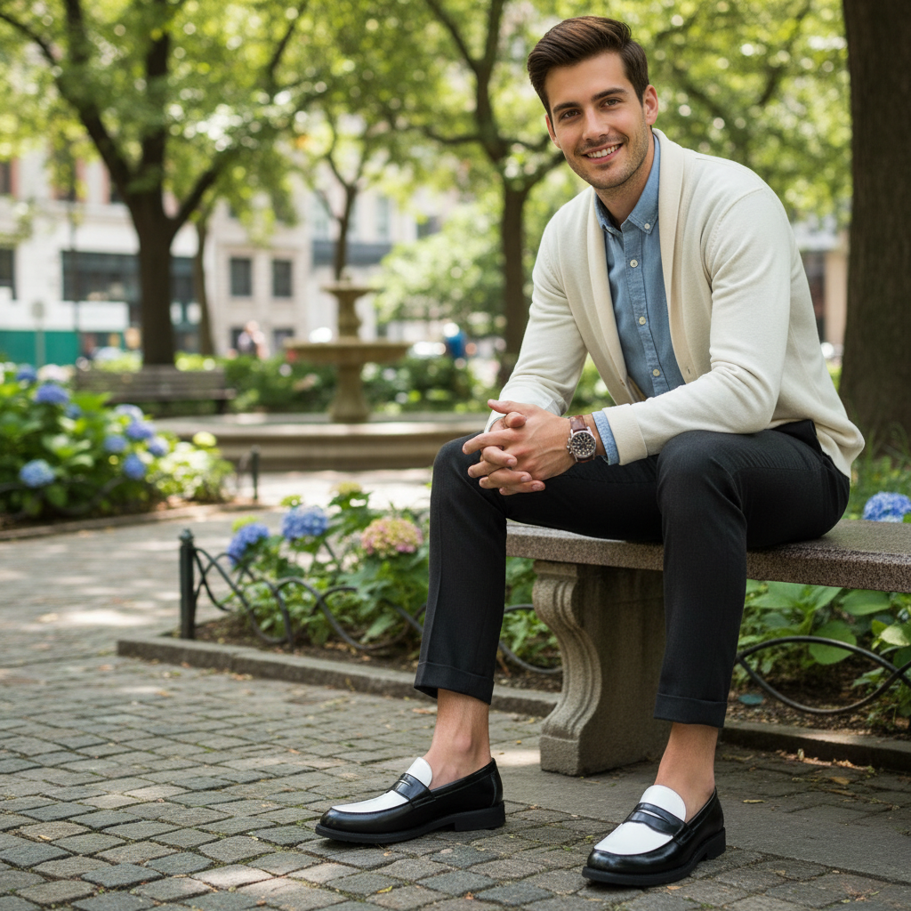 Andrew | Men's Contrast Panel Loafers