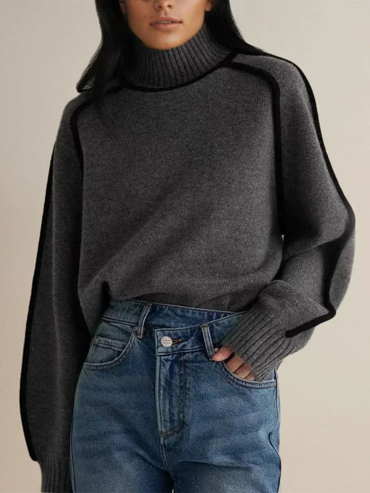 Genevieve | Women's Turtleneck Oversized Roll-Neck Jumper for Fall and Winter in Grey