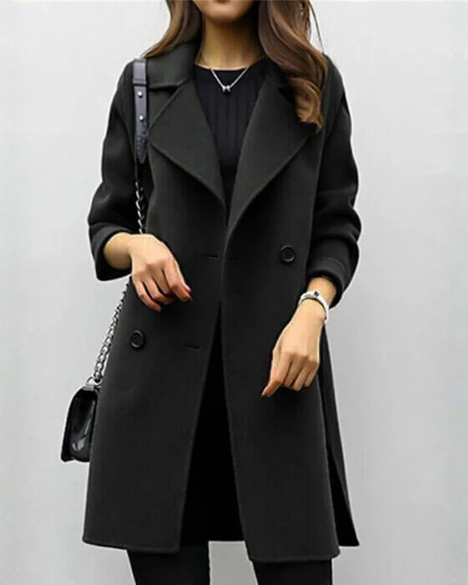 Eloise | Women's Double-Breasted Coat for Fall and Winter in Black