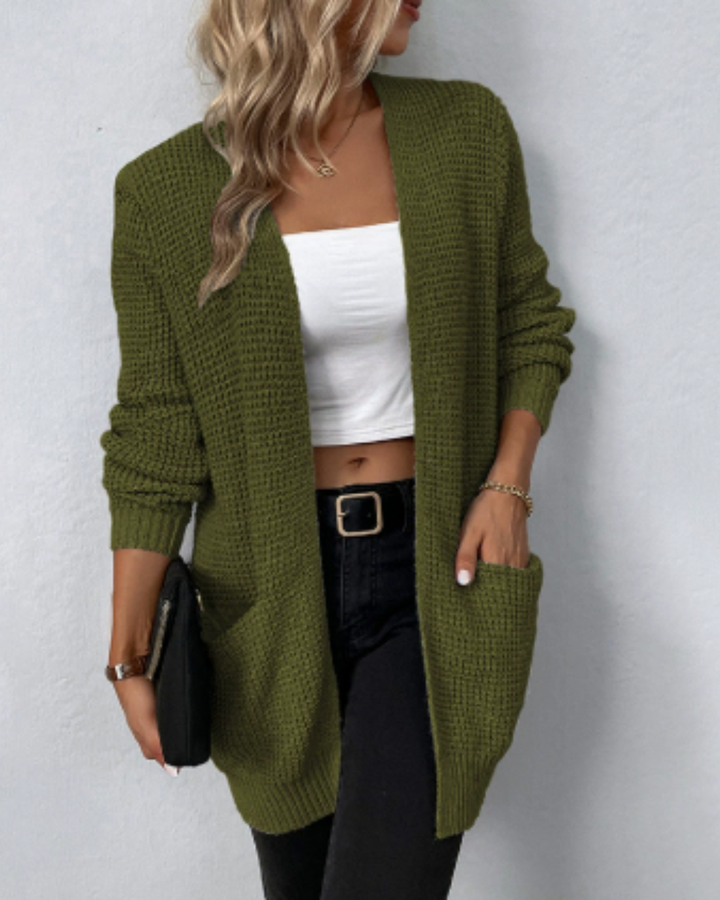 Genevieve | Women's Longline Oversized Cardigan for Layering in Army Green