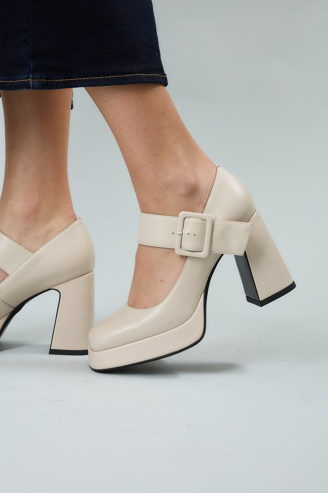 Claudia | Women's Block Heel Mary Jane Court Shoes image 3