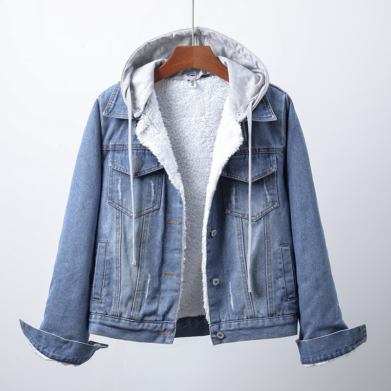 Karolien | Women's Sherpa-Lined Hooded Denim Jacket