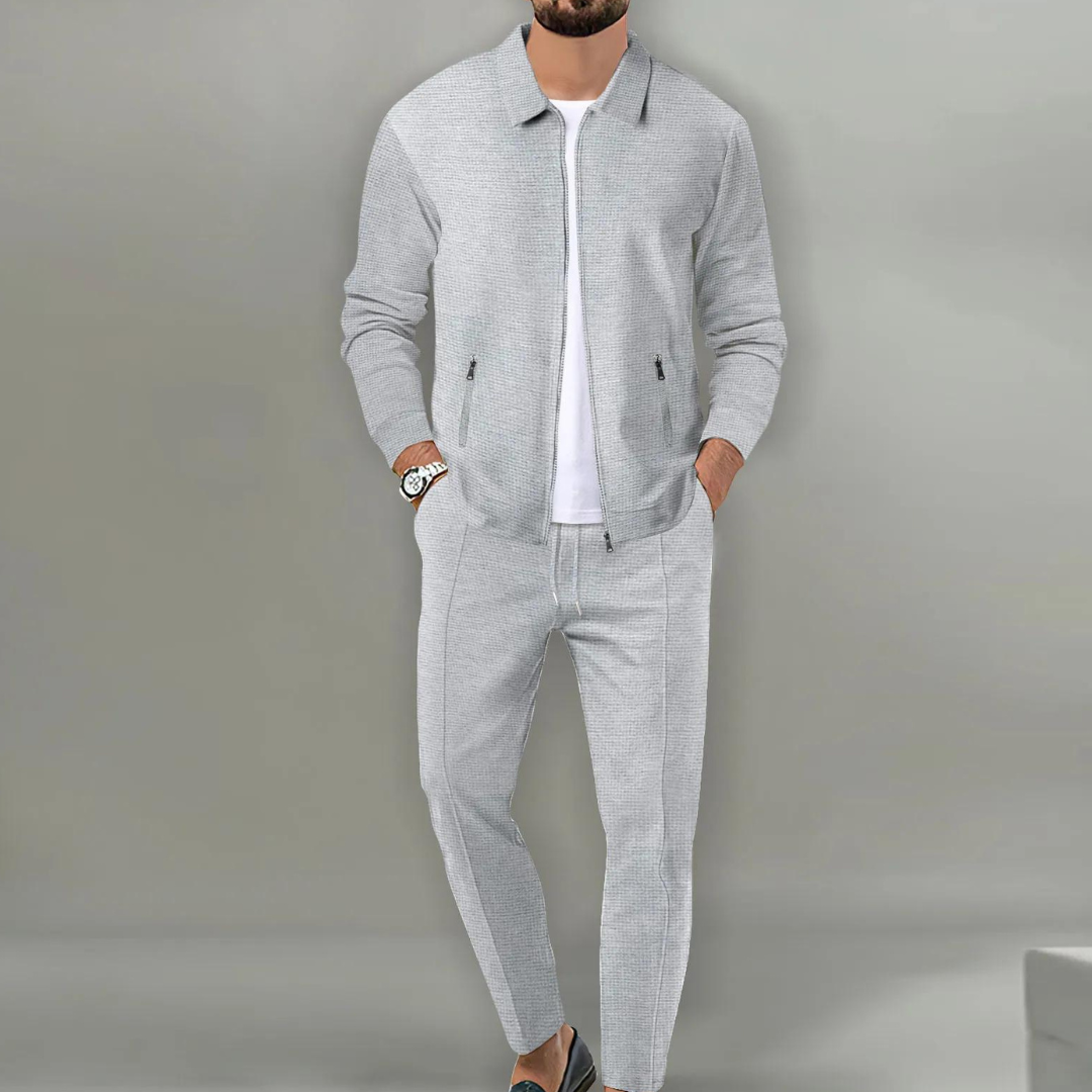 Matthias Men's Textured Zip Jacket and Trousers Set - image 4