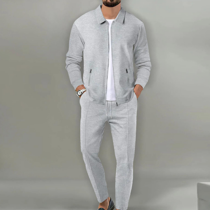Matthias Men's Textured Zip Jacket and Trousers Set - image 4