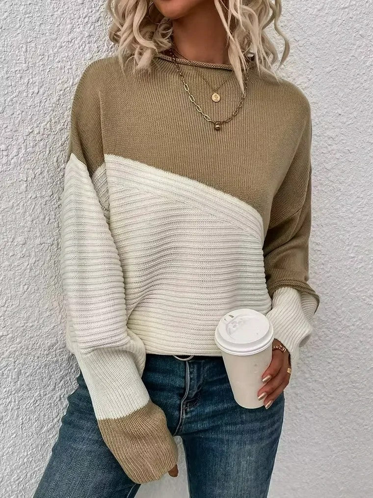 Perla Diagonal Color-Block Ribbed Sweater - image 1
