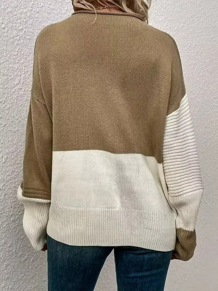 Perla Diagonal Color-Block Ribbed Sweater - image 2