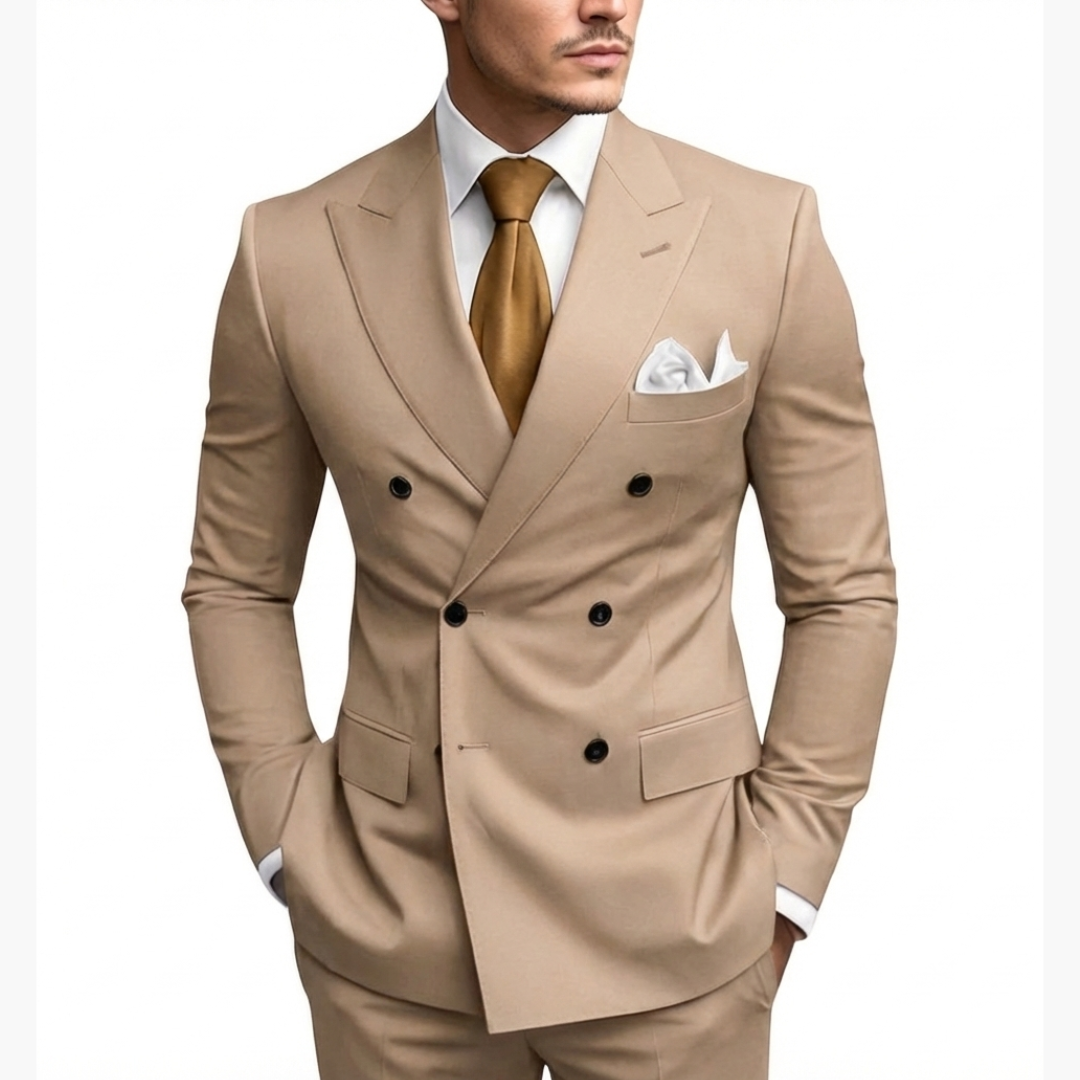 Herren-Anzug zweireihig – Tailliertes Set mit Reverskragen-Blazer & Hose für Hochzeit & Business