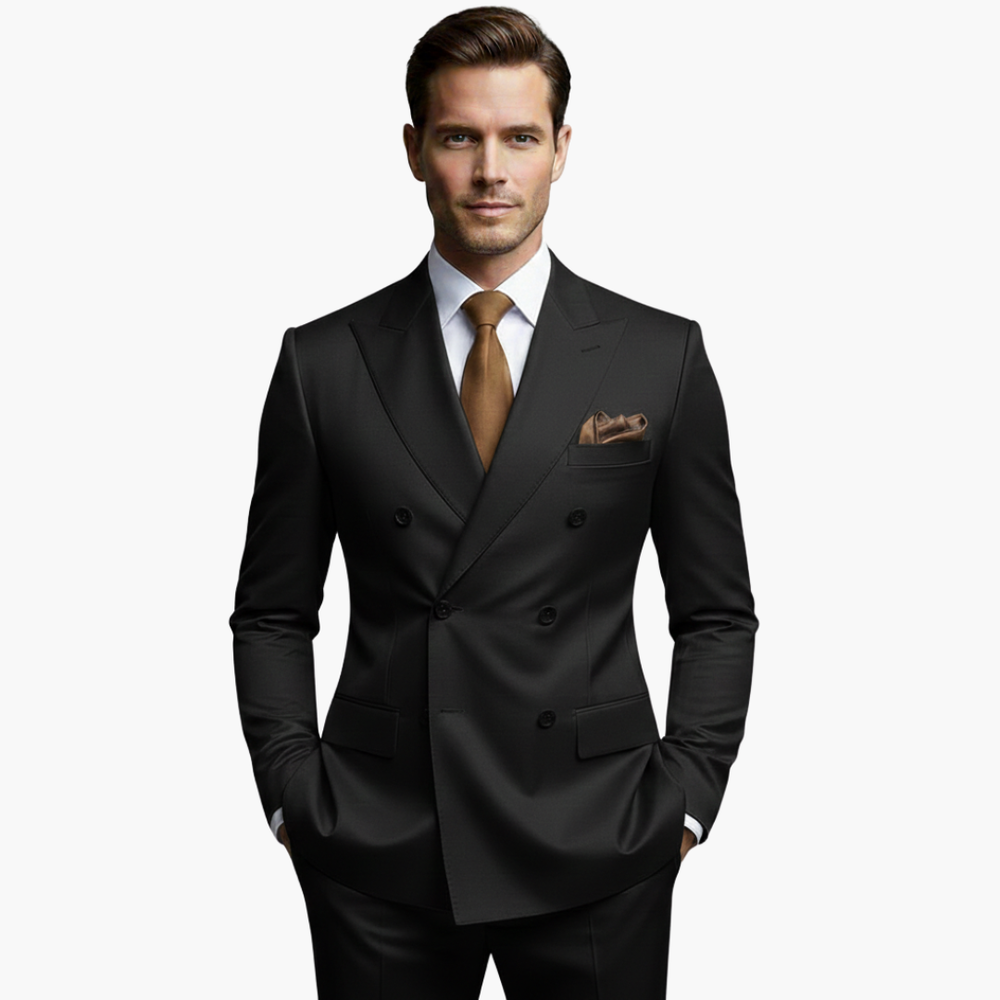 Herren-Anzug zweireihig – Tailliertes Set mit Reverskragen-Blazer & Hose für Hochzeit & Business