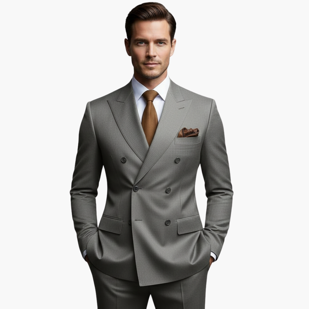 Herren-Anzug zweireihig – Tailliertes Set mit Reverskragen-Blazer & Hose für Hochzeit & Business