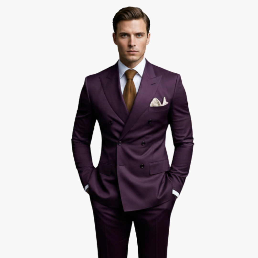 Herren-Anzug zweireihig – Tailliertes Set mit Reverskragen-Blazer & Hose für Hochzeit & Business