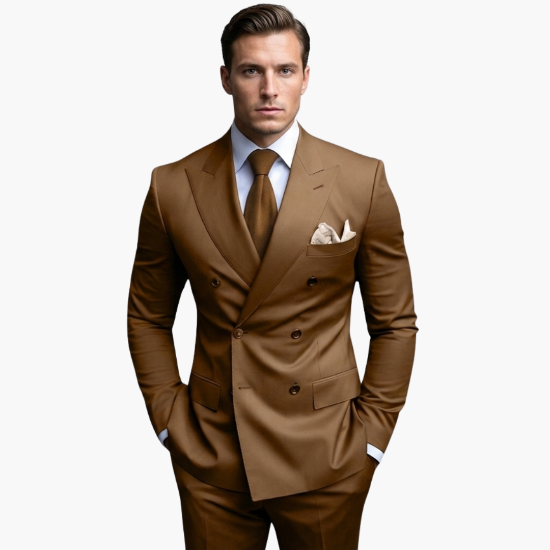 Herren-Anzug zweireihig – Tailliertes Set mit Reverskragen-Blazer & Hose für Hochzeit & Business