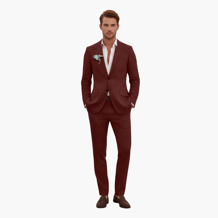 Herren-Leinenanzug – Zweiteiliges Set mit einreihigem Blazer & Hose für Sommer und Urlaub