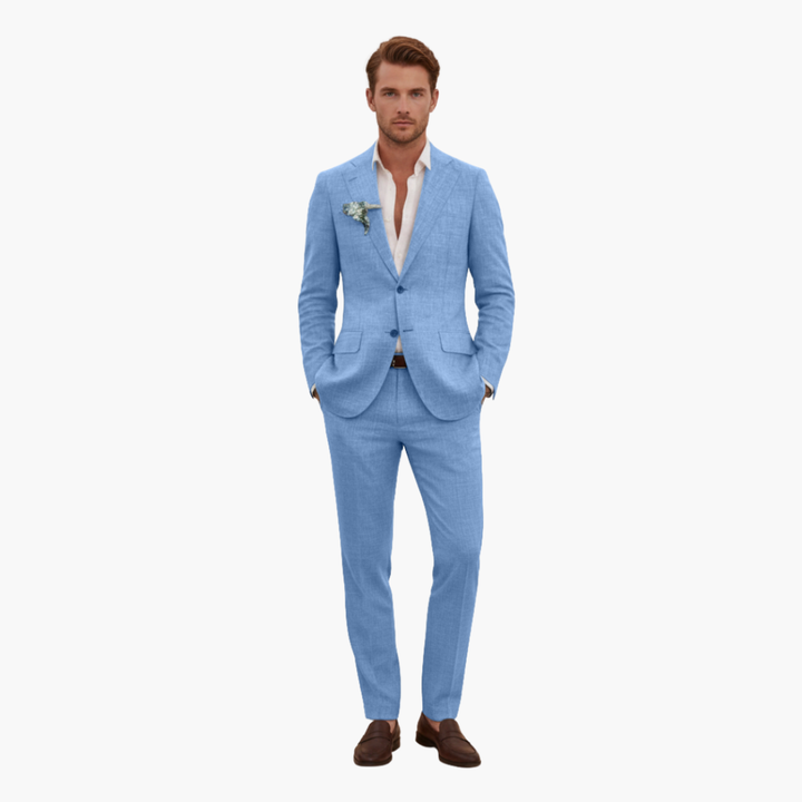 Herren-Leinenanzug – Zweiteiliges Set mit einreihigem Blazer & Hose für Sommer und Urlaub