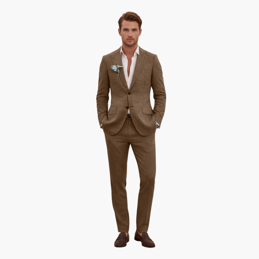 Herren-Leinenanzug – Zweiteiliges Set mit einreihigem Blazer & Hose für Sommer und Urlaub
