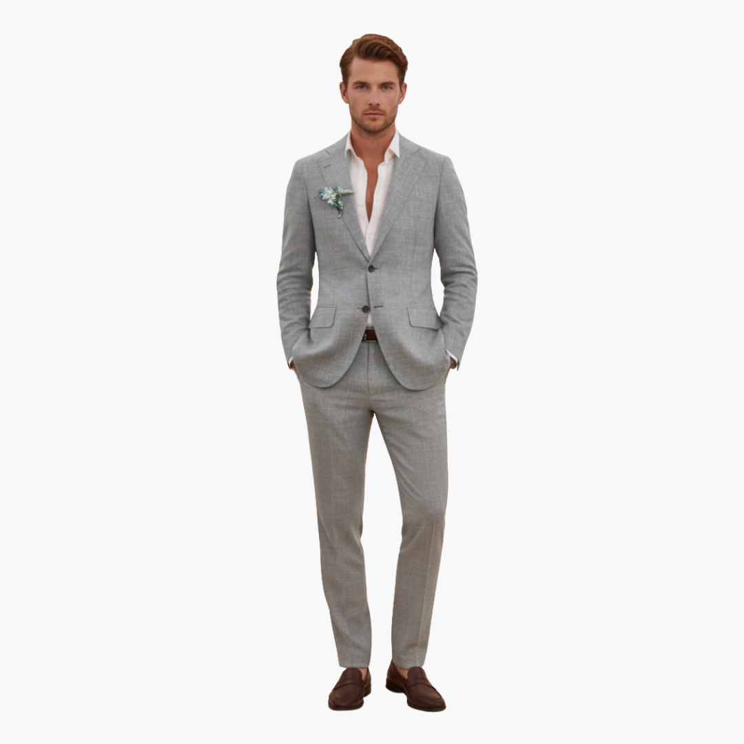 Herren-Leinenanzug – Zweiteiliges Set mit einreihigem Blazer & Hose für Sommer und Urlaub