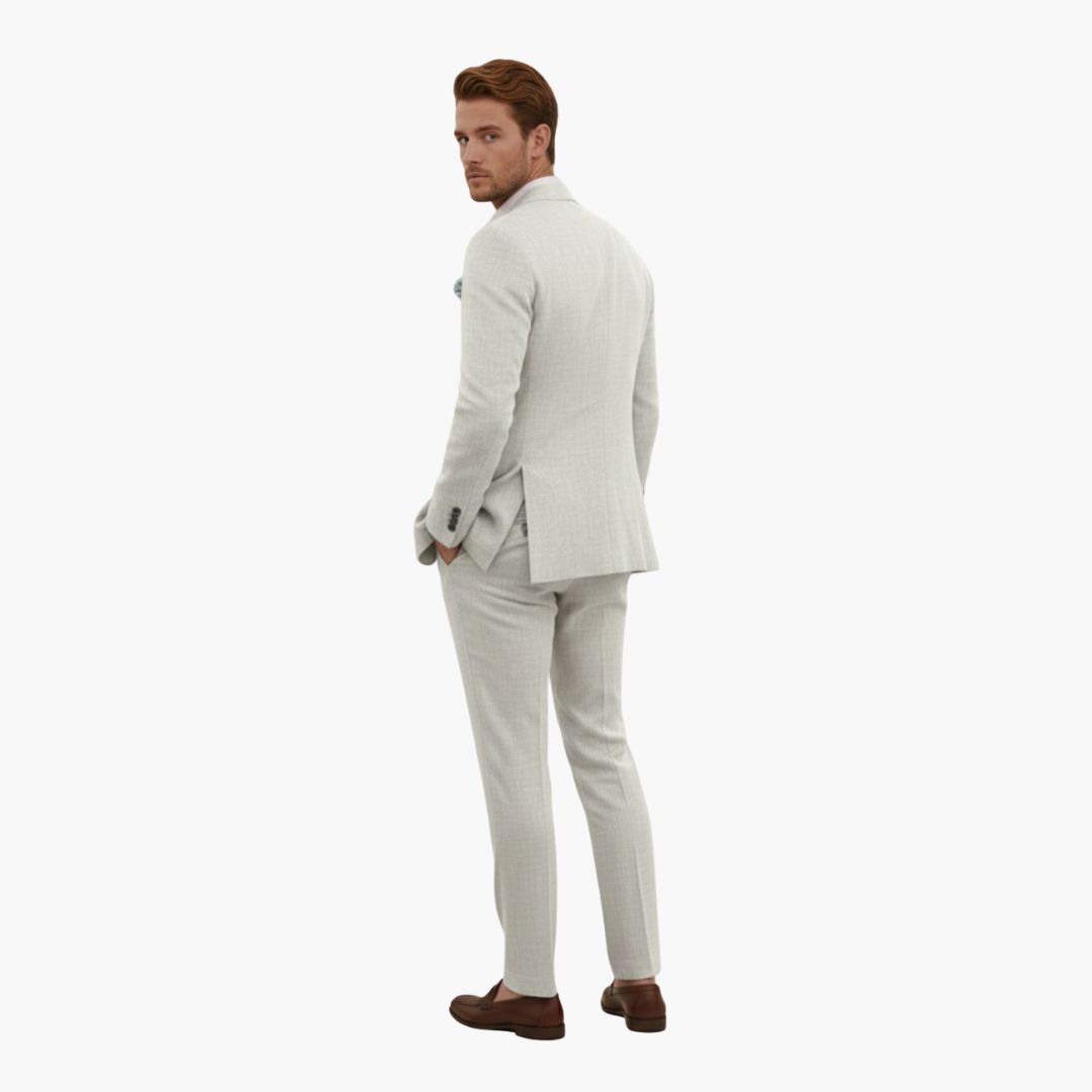 Herren-Leinenanzug – Zweiteiliges Set mit einreihigem Blazer & Hose für Sommer und Urlaub