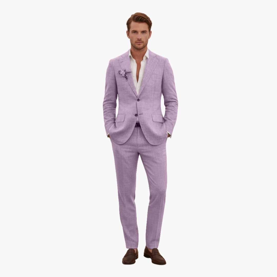 Herren-Leinenanzug – Zweiteiliges Set mit einreihigem Blazer & Hose für Sommer und Urlaub