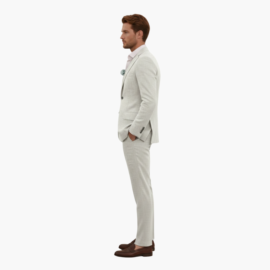 Herren-Leinenanzug – Zweiteiliges Set mit einreihigem Blazer & Hose für Sommer und Urlaub