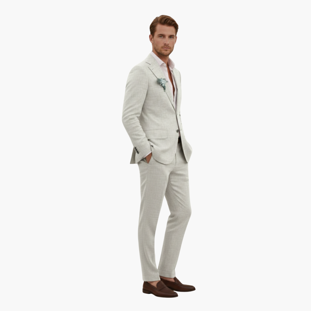 Herren-Leinenanzug – Zweiteiliges Set mit einreihigem Blazer & Hose für Sommer und Urlaub