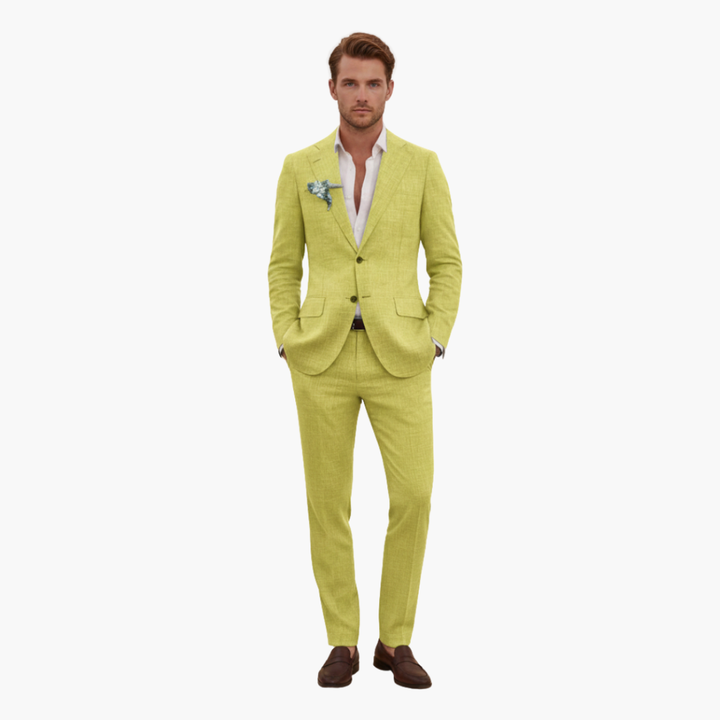 Herren-Leinenanzug – Zweiteiliges Set mit einreihigem Blazer & Hose für Sommer und Urlaub