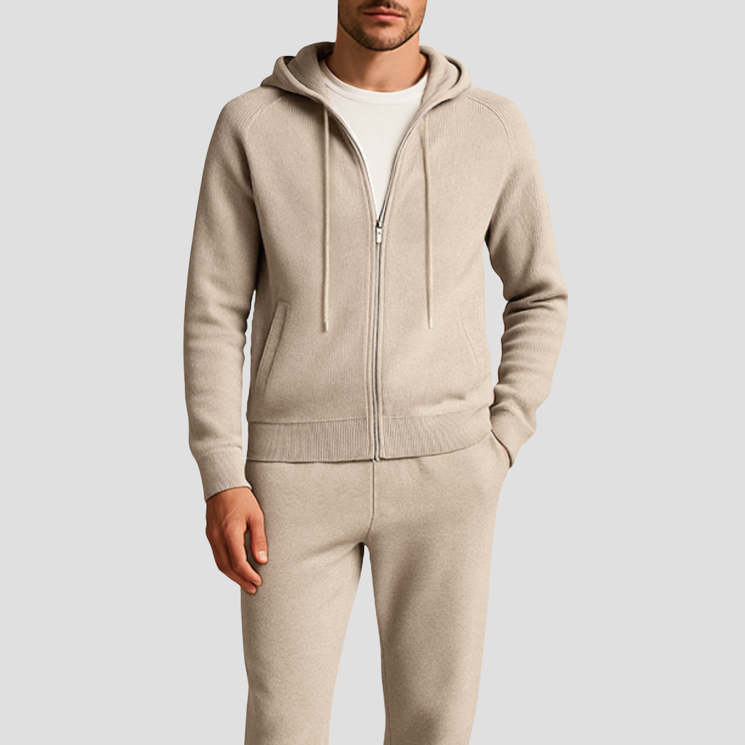Herre Uld Loungewear Set, Zip Hoodie og Joggers