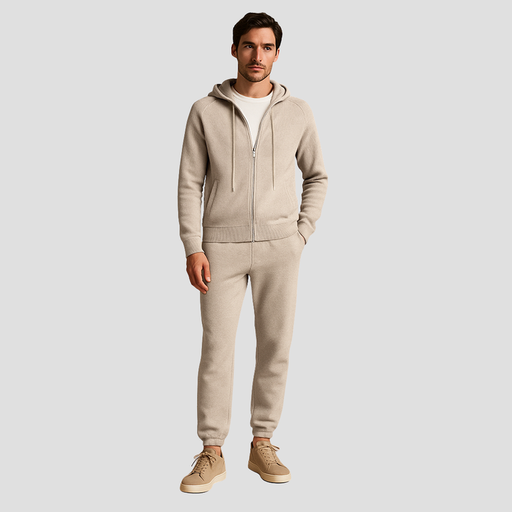 Herre Uld Loungewear Set, Zip Hoodie og Joggers