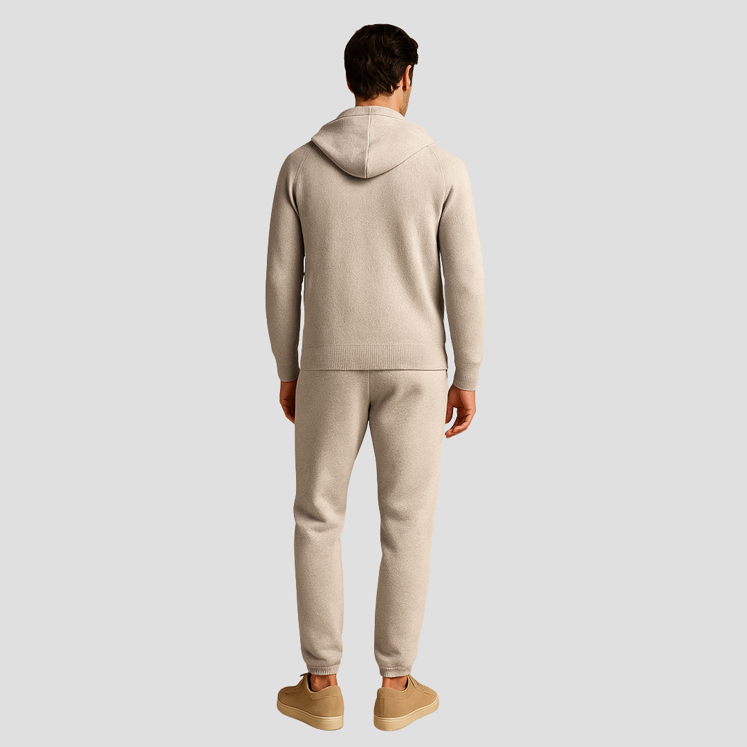 Herre Uld Loungewear Set, Zip Hoodie og Joggers
