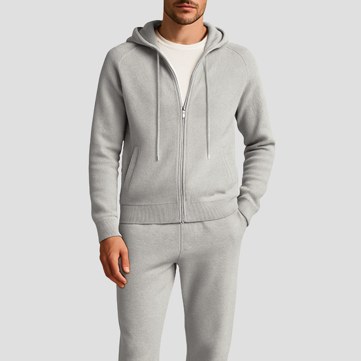 Herre Uld Loungewear Set, Zip Hoodie og Joggers