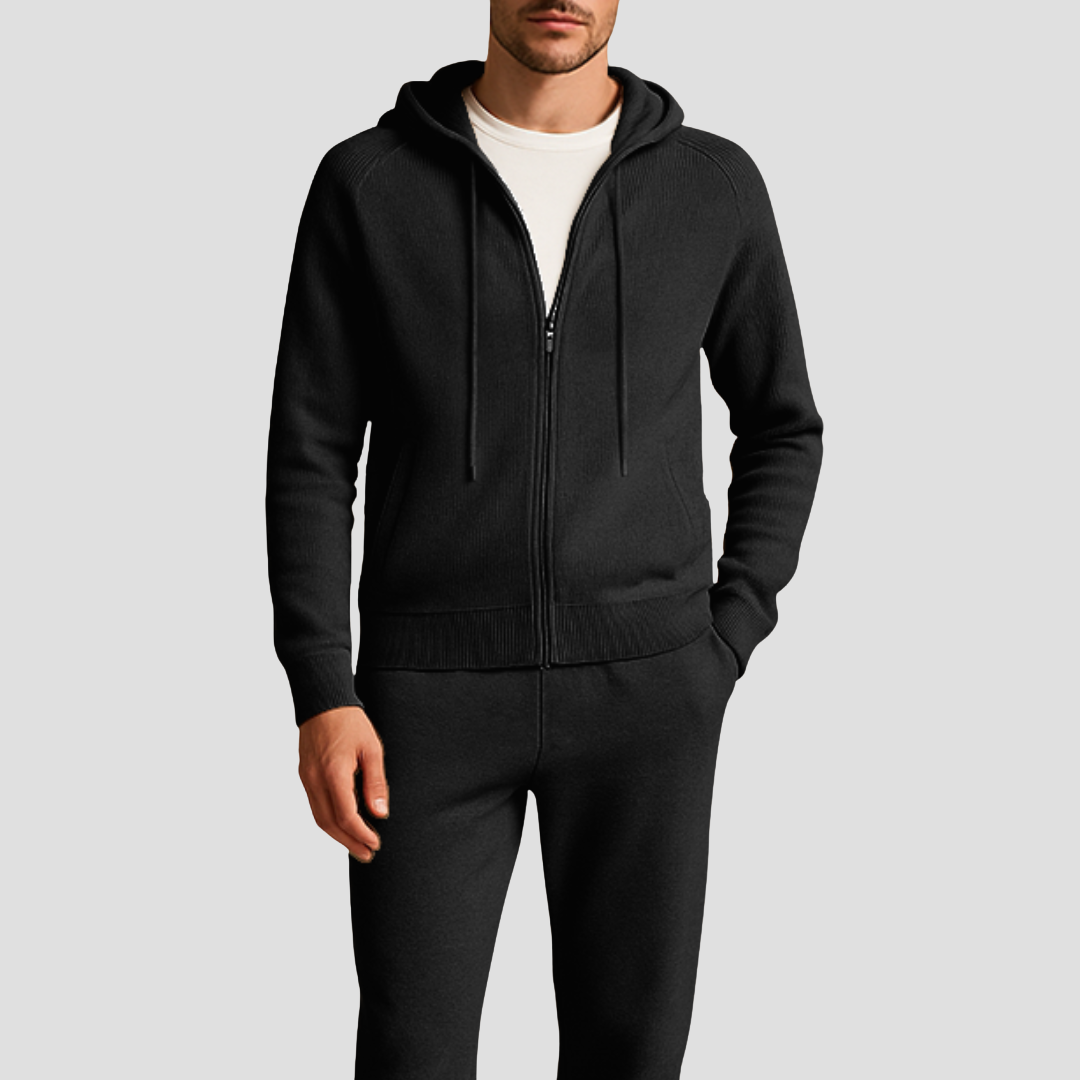 Herre Uld Loungewear Set, Zip Hoodie og Joggers