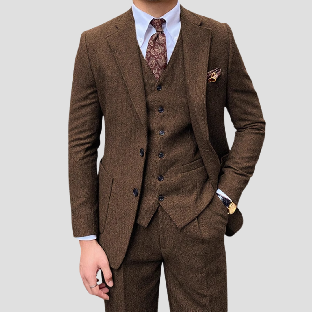 Herre Three-Piece Smal pasform Jakkesæt med Matching Vest