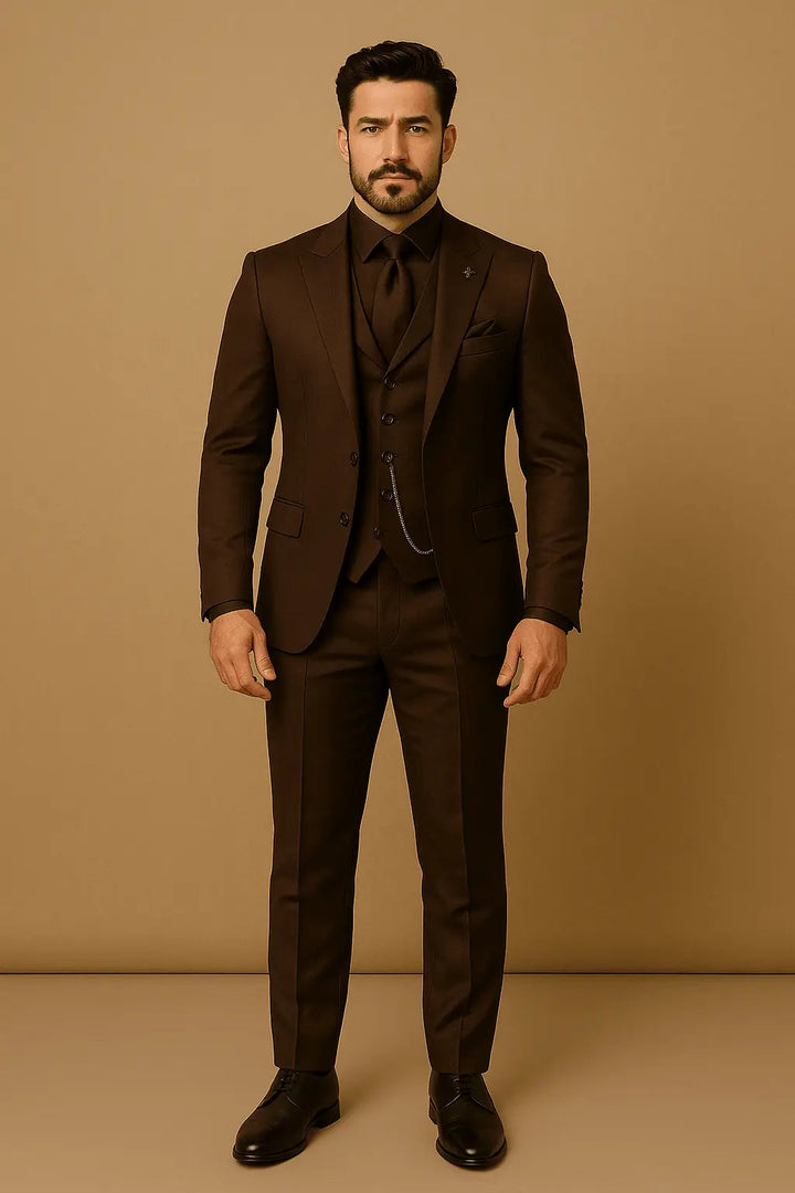 Herren-Anzug dreiteilig – Slim-Fit-Set mit Blazer, Weste & Hose für Hochzeit & Business
