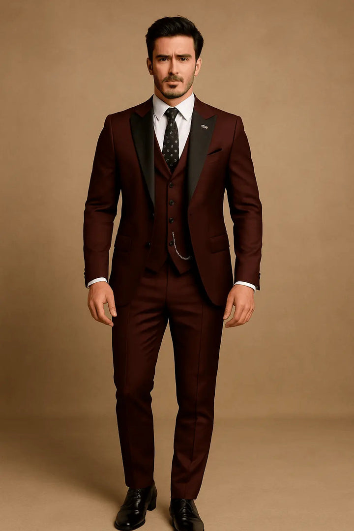 Herren-Anzug dreiteilig – Slim-Fit-Set mit Blazer, Weste & Hose für Hochzeit & Business