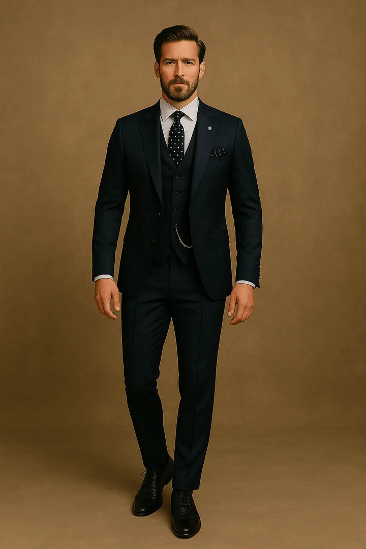 Herren-Anzug dreiteilig – Slim-Fit-Set mit Blazer, Weste & Hose für Hochzeit & Business