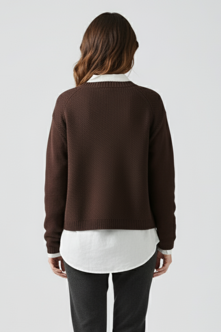 Emeline | Women’s Knitted Cardigan with Round Neck and Button Front