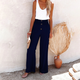 Florence | Women's Oversized Trousers for Cold Weather in Navy Blue